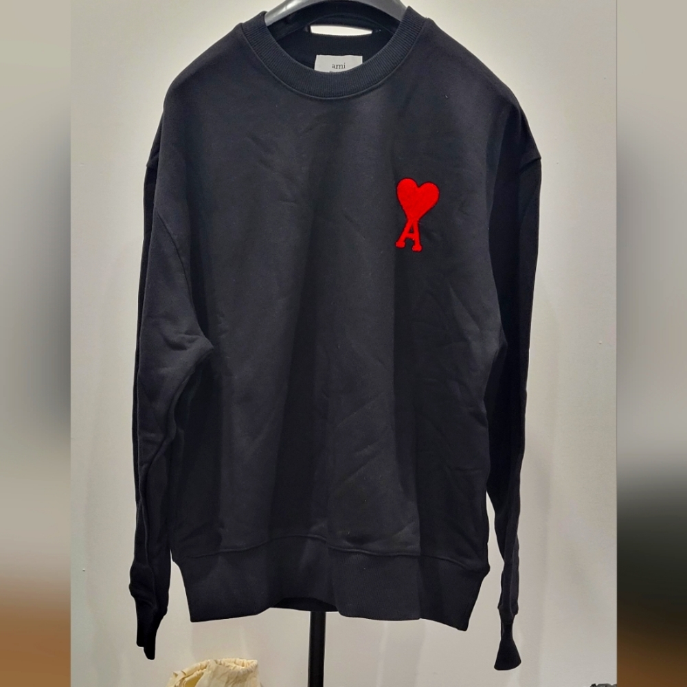 AMI ALEXANDRE MATTIUSSISSENSE Exclusive Black Oversized Ami De Cœur Swea…